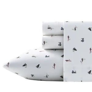 NIP Eddie Bauer Home Fishing Flies cotton sheet set QUEEN sized sheet set